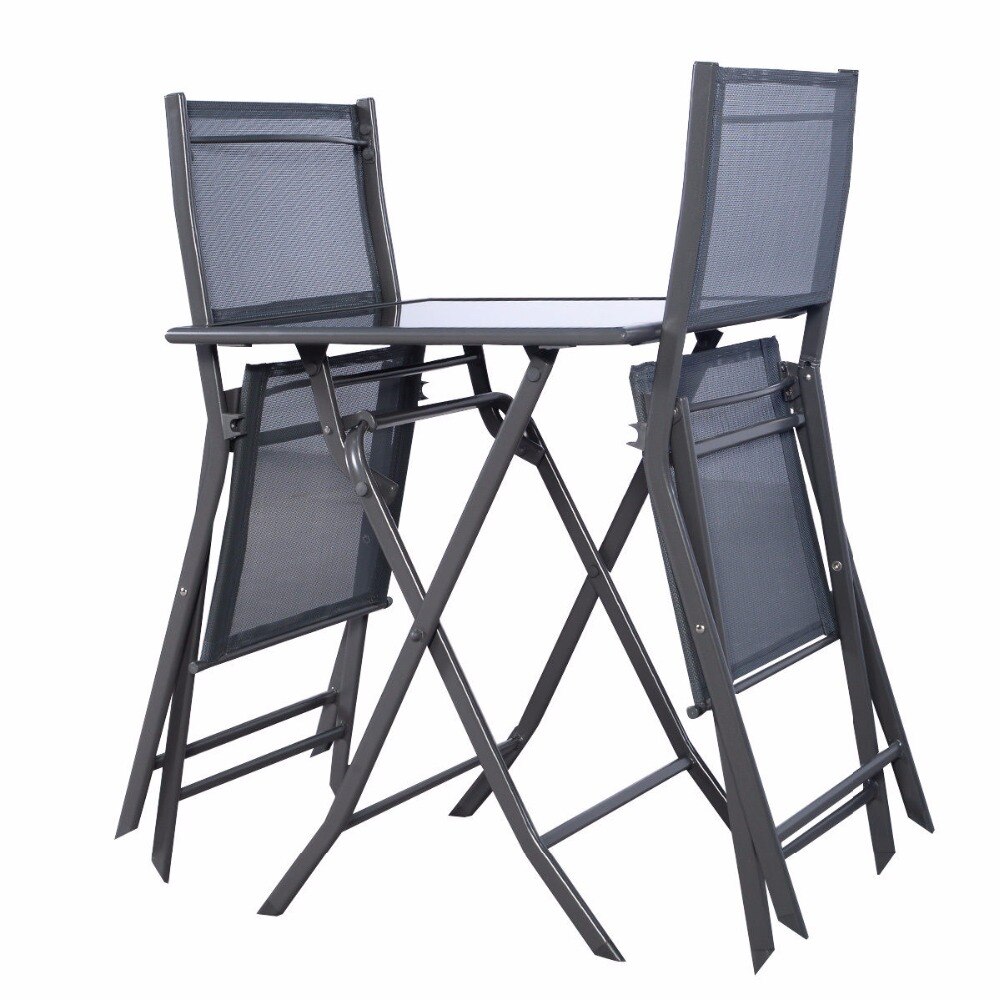 3 Pcs Bistro Set Garden Backyard Table Chairs Outdoor - Image 4