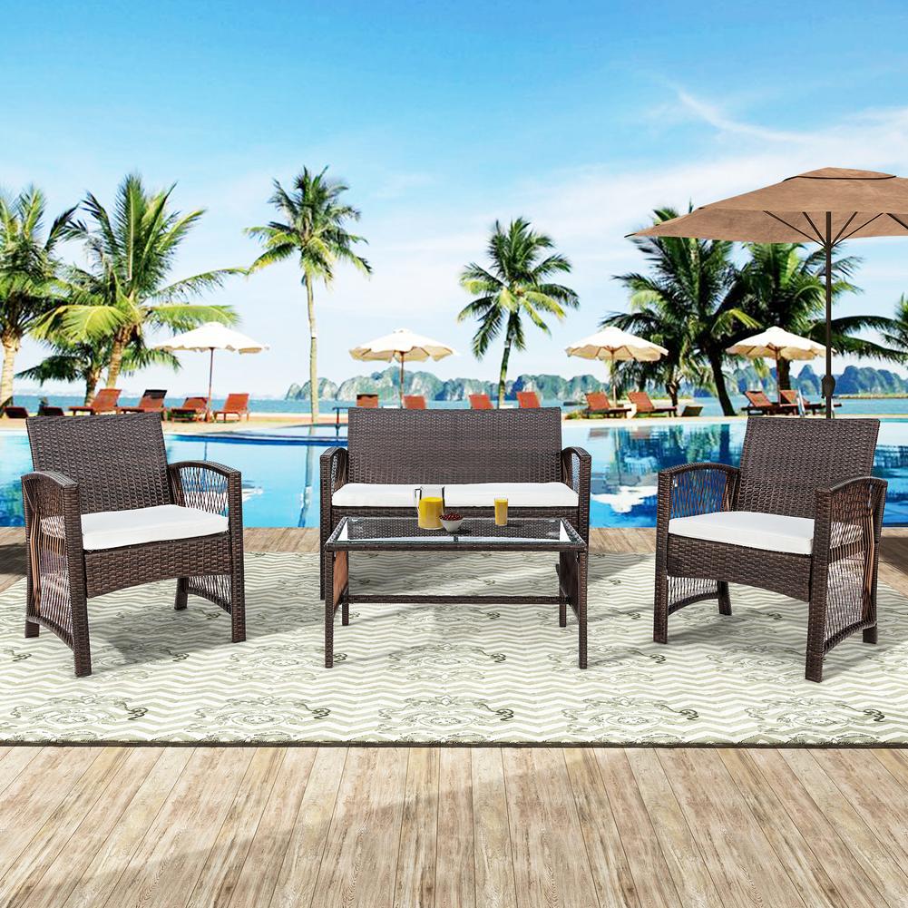4 IN 1 Outdoor Furniture Rattan Chair Table Terrace - Image 4