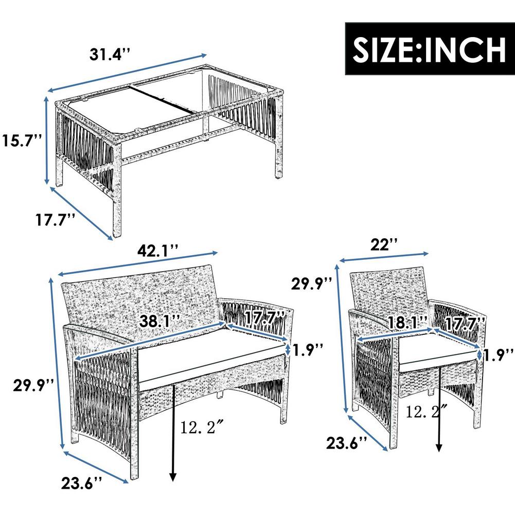 Outdoor Furniture Rattan Chair Table Terrace - Image 3