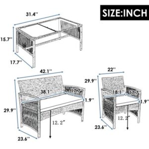 Alternative view of 4 IN 1 Outdoor Furniture Set Rattan Chair Table