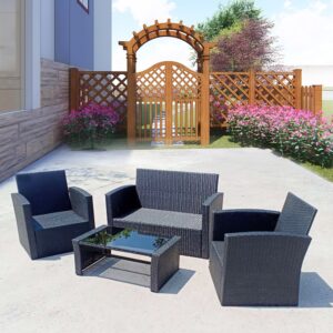 4PCS Outdoor Furnitures Rattan Garden furniture