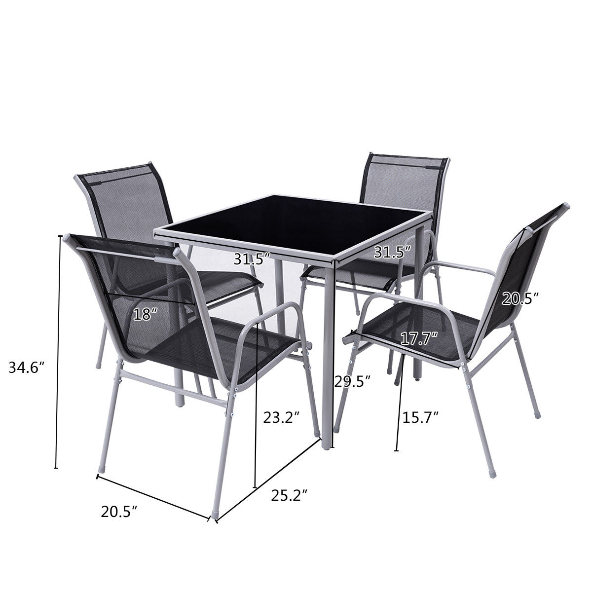Costway 5 PCS Bistro Set Garden of Chairs - Image 2