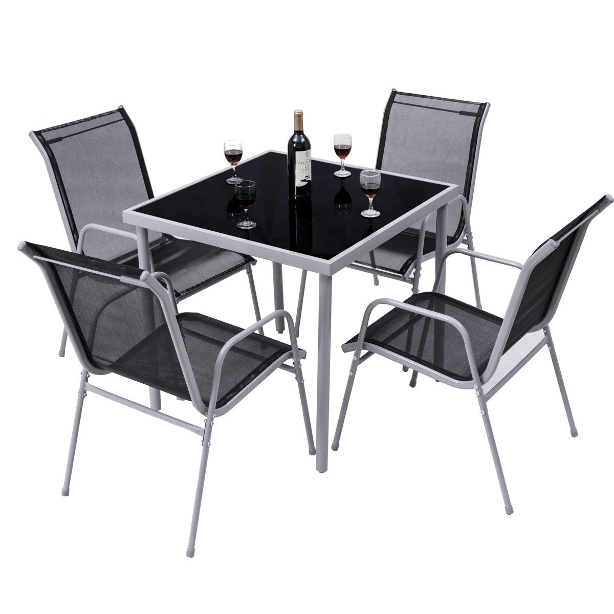 Costway 5 PCS Bistro Set Garden of Chairs