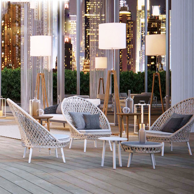 Factory Price Hotel rope dining set patio furniture - Image 3