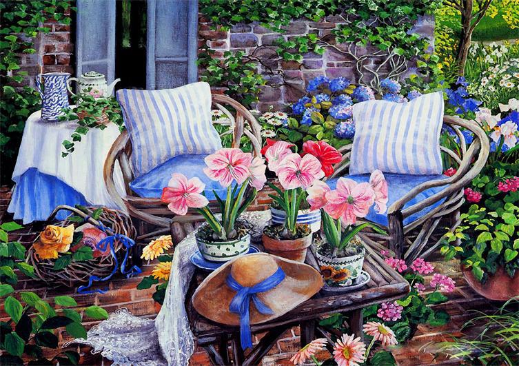 backyard garden impression painting artwork