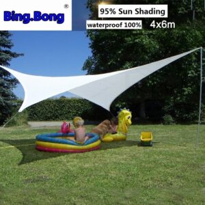 Alternative view of Outdoor Sun Shade Sail 4x6m PU Waterproof 100% Cloth Canvas Awning Canopy Beach Shading Gazebo Toldo Garden Swiming Pool Balcony