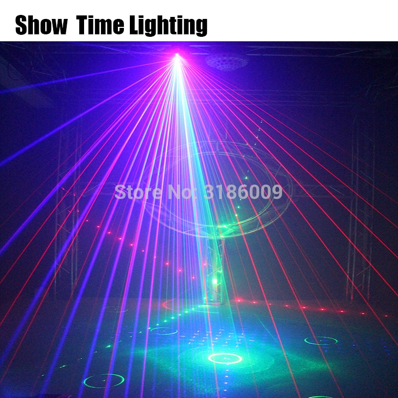Show Time 6 Lens DMX Red Green Blue RGB Beam 16 Patterns Laser Scanner Light Home Party DJ Stage Lighting KTV Show Sector laser - Image 3