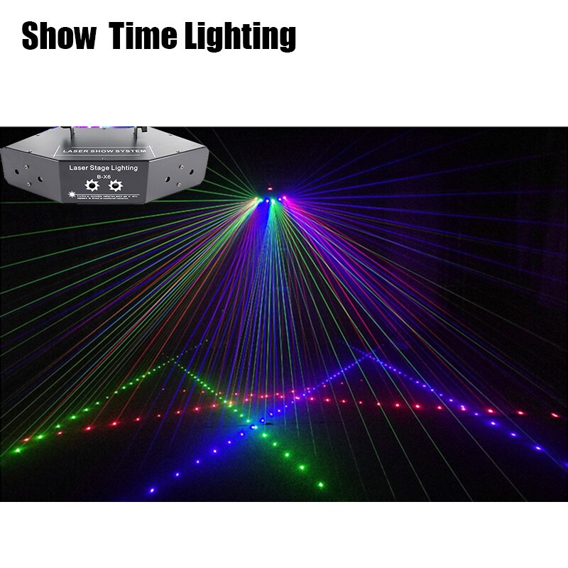 Show Time 6 Lens DMX Red Green Blue RGB Beam 16 Patterns Laser Scanner Light Home Party DJ Stage Lighting KTV Show Sector laser - Image 5